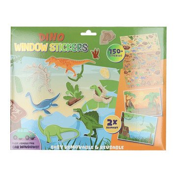 Herbruikbare Dino Raamstickers, 150st.