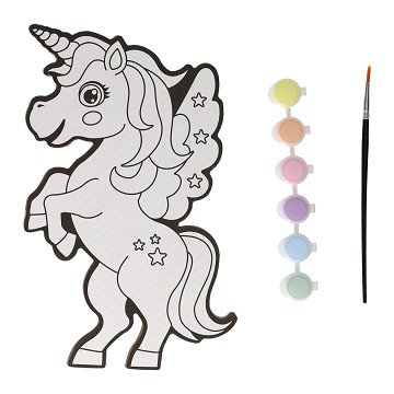 Canvas Schilderen - Eenhoorn - incl Penseel en 6 kleuren verf