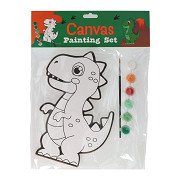 Canvas Schilderen - Dino - incl Penseel en 6 kleuren verf