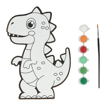 Canvas Schilderen - Dino - incl Penseel en 6 kleuren verf