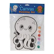 Canvas Schilderen - Octopus - incl Penseel en 6 kleuren verf