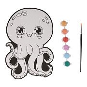 Canvas Schilderen - Octopus - incl Penseel en 6 kleuren verf