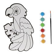 Canvas Painting - Parrot - incl Brush and 6 colors of paint