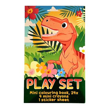 Traktatiesetje - Kleurboekje, Waskrijtjes en Stickervel - Dino