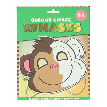 Color Your Own Monkey Mask - 4 Masks