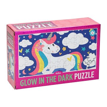 Im Dunkeln leuchtendes Puzzle-Einhorn, 100 Teile.