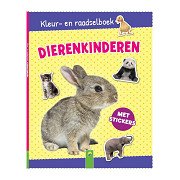 Kleur- en Raadselboek Dierenkinderen met Stickers