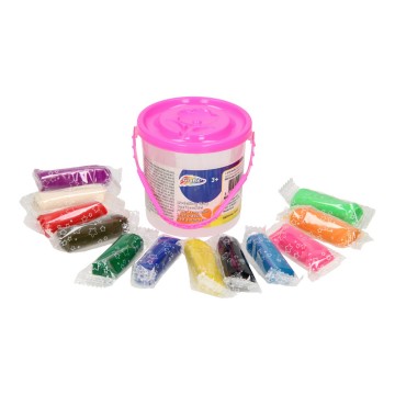 Bucket with Colored Clay, 12 pcs. - Pink