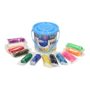 Bucket with Colored Clay, 12 pcs. - Blue