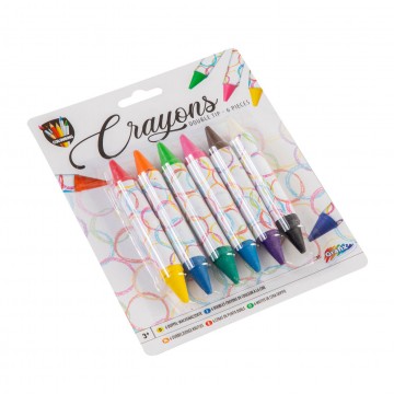 Wax Crayons with Double Point, 6 pcs.