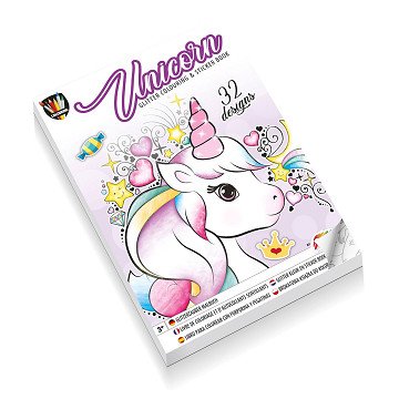 Glitzer-Mal- und Stickerbuch – Einhorn