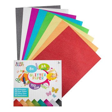 Glitzerpapier A4 8 Blatt, 150 g/m²