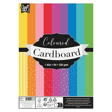 Colored Cardboard A4 220gsm, 72pcs.