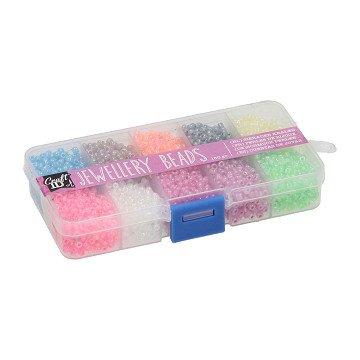 Jewelry Beads in Storage Bin, 10 Colors