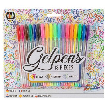 Gelstift-Set Neon Glitter Pastel, 18-tlg.