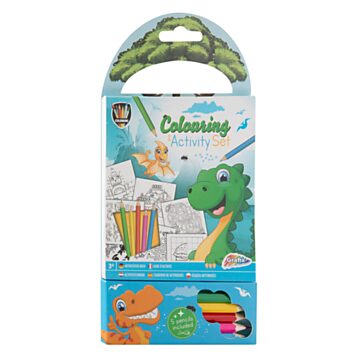 Dino Coloring and Activity Pad with Colored Pencils