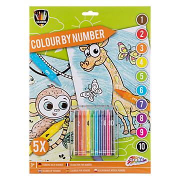 Color by Number with Crayons - Green