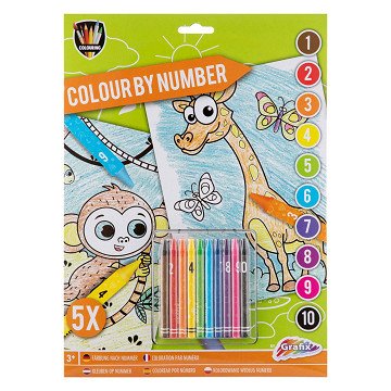 Color by Number with Crayons - Green