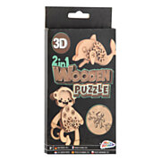 2-in-1 Wooden Construction Kit 3D Puzzle - Dolphin and Monkey
