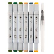 Nassau Watercolor Marker Set Dual Tip, 6pcs. - Forest Colors