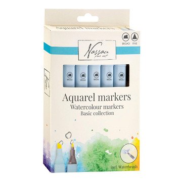Nassau Watercolor Marker Set Dual Tip, 6 pcs. - Basic Colors
