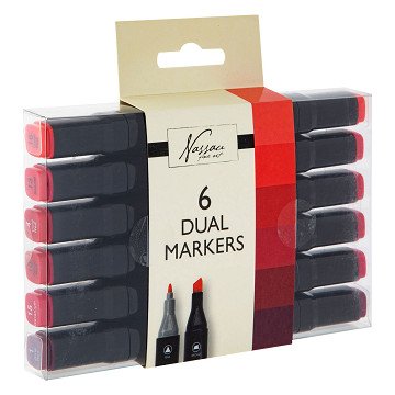 Nassau Dual Tip Markers Rood, 6st.