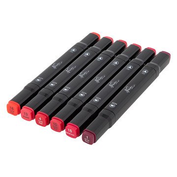 Nassau Dual Tip Markers Red, 6pcs.