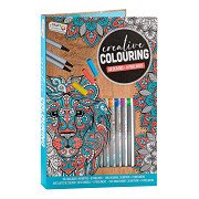 Coloring book with 8 Fineliners - Blue