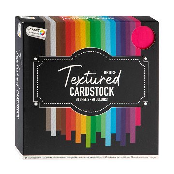 Textured Craft Cardstock - 15x15cm, 80 sheets (20 colours)