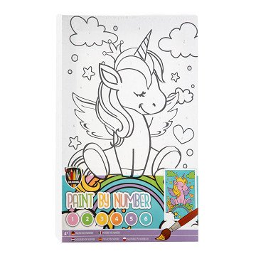 Leinwandgemälde nach Zahlen Einhorn auf Regenbogen