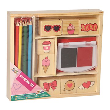 Wooden Stamp Set with Colored Pencils