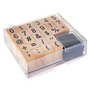 Wooden Stamp Set - Numbers & Symbols, 27 pcs.