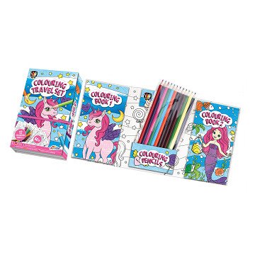 Coloring Books (2pcs.) with Pencils - Unicorn and Mermaid