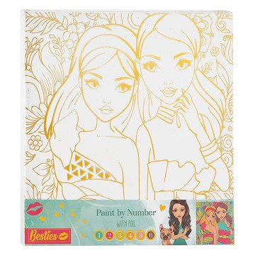 Besties Malen nach Zahlen auf Leinwand, 30 x 30 cm
