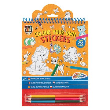 Malen Sie Ihre eigenen Aufkleber mit Buntstiften, Tieren, 250 Stück.