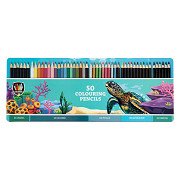 Colored pencils in tin box, 50 pcs.