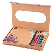 Coloring set Flowers with 10 colored pencils