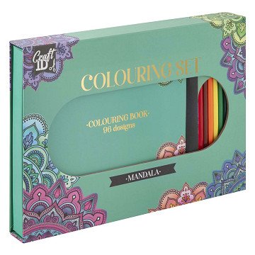 Mandala Coloring Set with 10 Colored Pencils