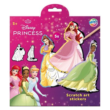 Scratch Art Sticker - Disney Prinses, 6 Stück.