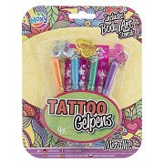 Tattoo Gel Pens Metallic with Stencil, 4 pcs.