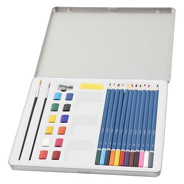 Aquarellfarben-Set in Blechdose, 28-tlg