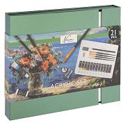 Aquarell-Kunstfarben- und Zeichenset, 21-tlg.