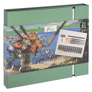 Aquarell-Kunstfarben- und Zeichenset, 21-tlg.