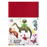 Glitter Papier A4, 8 Vellen en 8 Kleuren