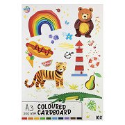 Coloured cardboard A3, 10 sheets - 10 colours, 300 gsm