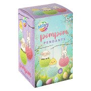 Oster-Pompon-Ornamente basteln – 3 Stück.