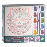 Aquarel Schilderen Kawaii Art Set - 3x Canvas Kat
