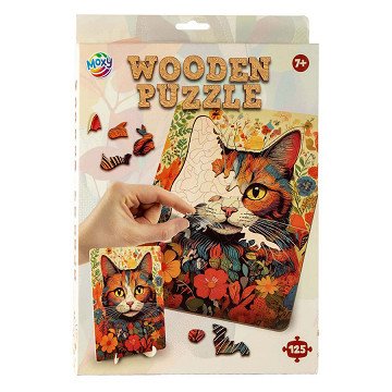 Holzpuzzle Katze - Einzigartige Formen - 130 Teile.