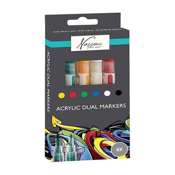 Nassau Acrylic Marker Set with Double Tip - 6 pcs.
