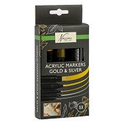 Nassau Acryl Marker Set Goud & Zilver - 5st.